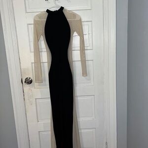 Nasty Gal Black and Cream Maxi Dress